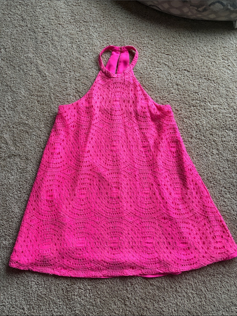 Lilly Pulitzer Neon Pink Crochet Halter Dress